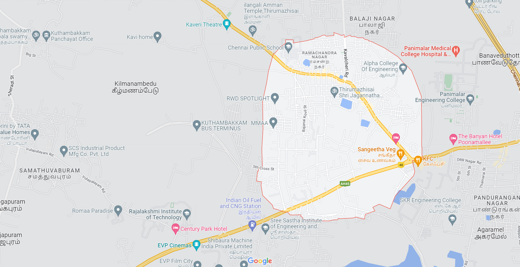 Provident Amaya Plots Thirumazhisai Location Map