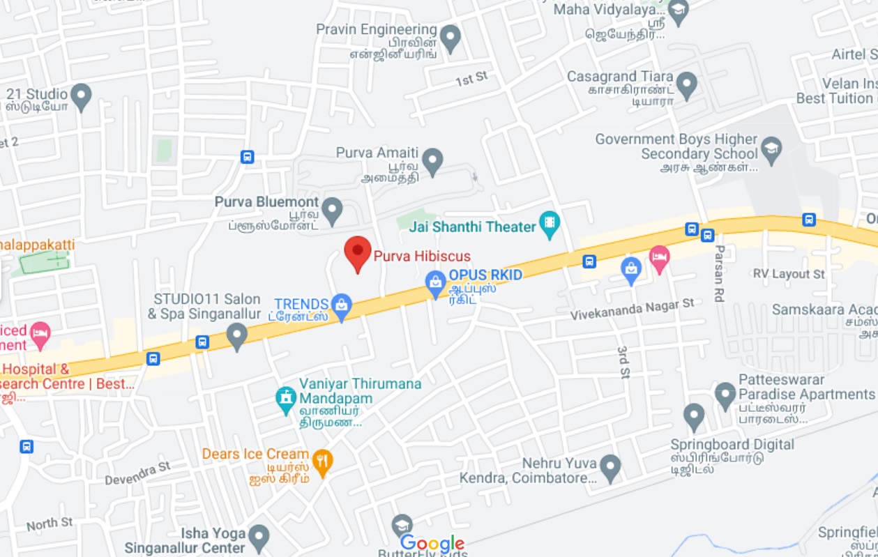 Purva Hibiscus Singanallur Trichy Road Location Map