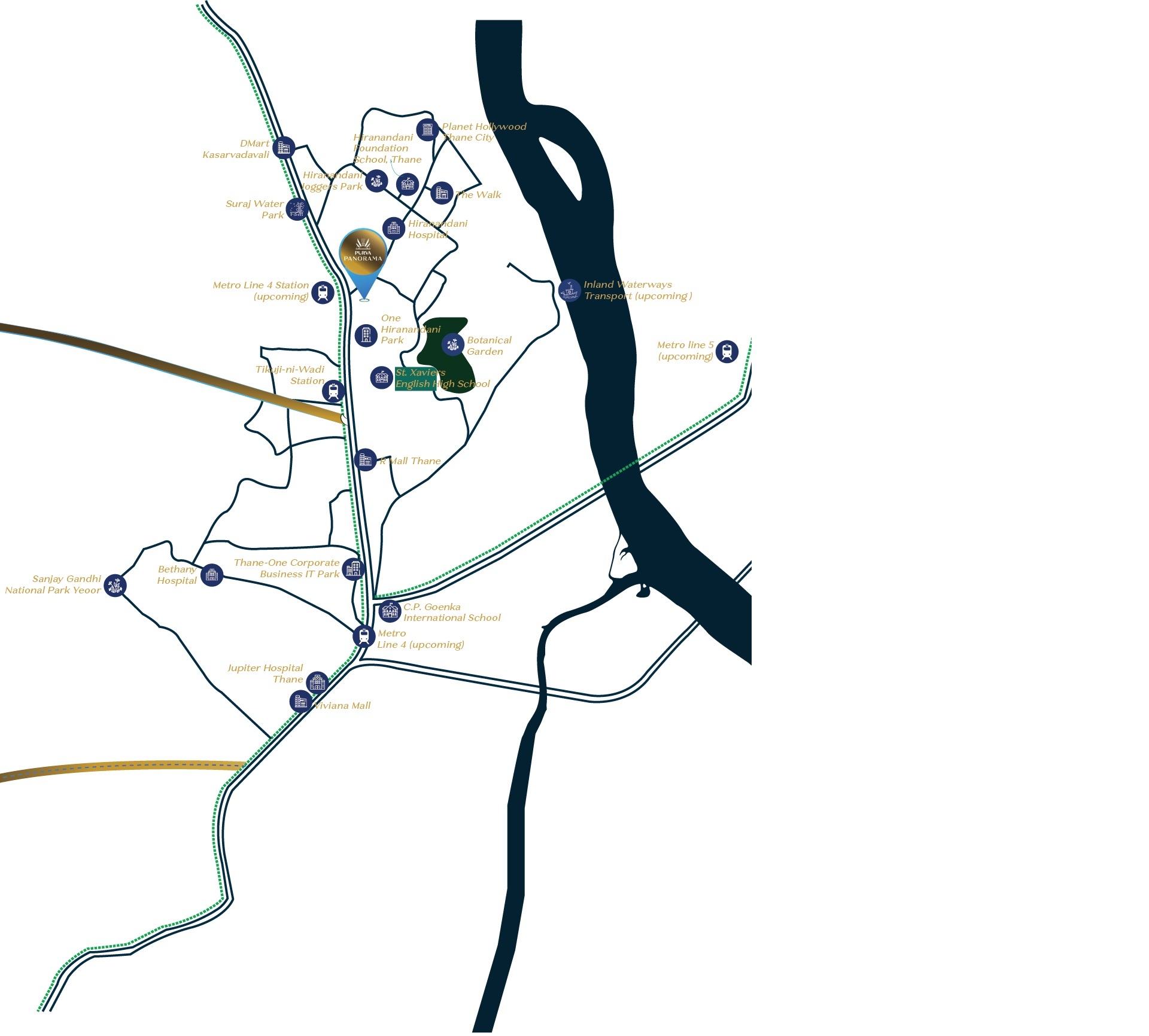 Purva Panorama Ghodbunder Road Location Map